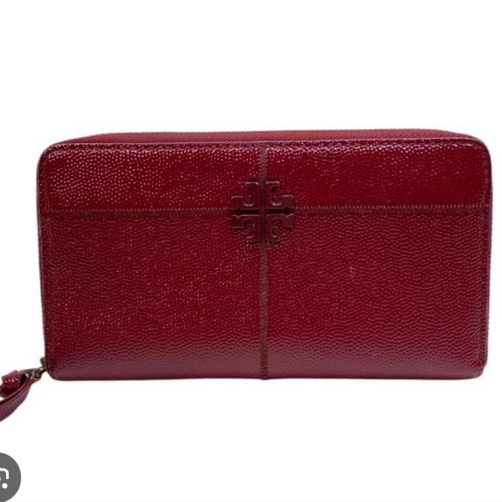 Tory Burch Burgundy Textured Clutch